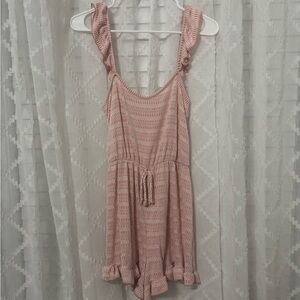 Pink & White Ruffle Strap Romper